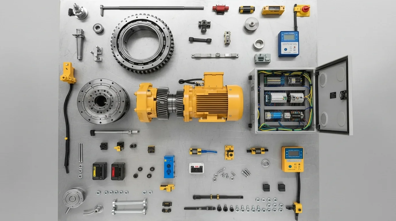 Crane motors, gears, and spare parts